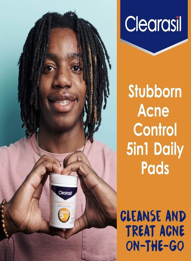 كليراسيل مناديل تنظيف الوجه اليومية Clearasil Stubborn Acne Control 5 في 1، مع دواء علاج حب الشباب بحمض الساليسيليك، 90 منديل (عبوة من 6 قطع) - Image 4